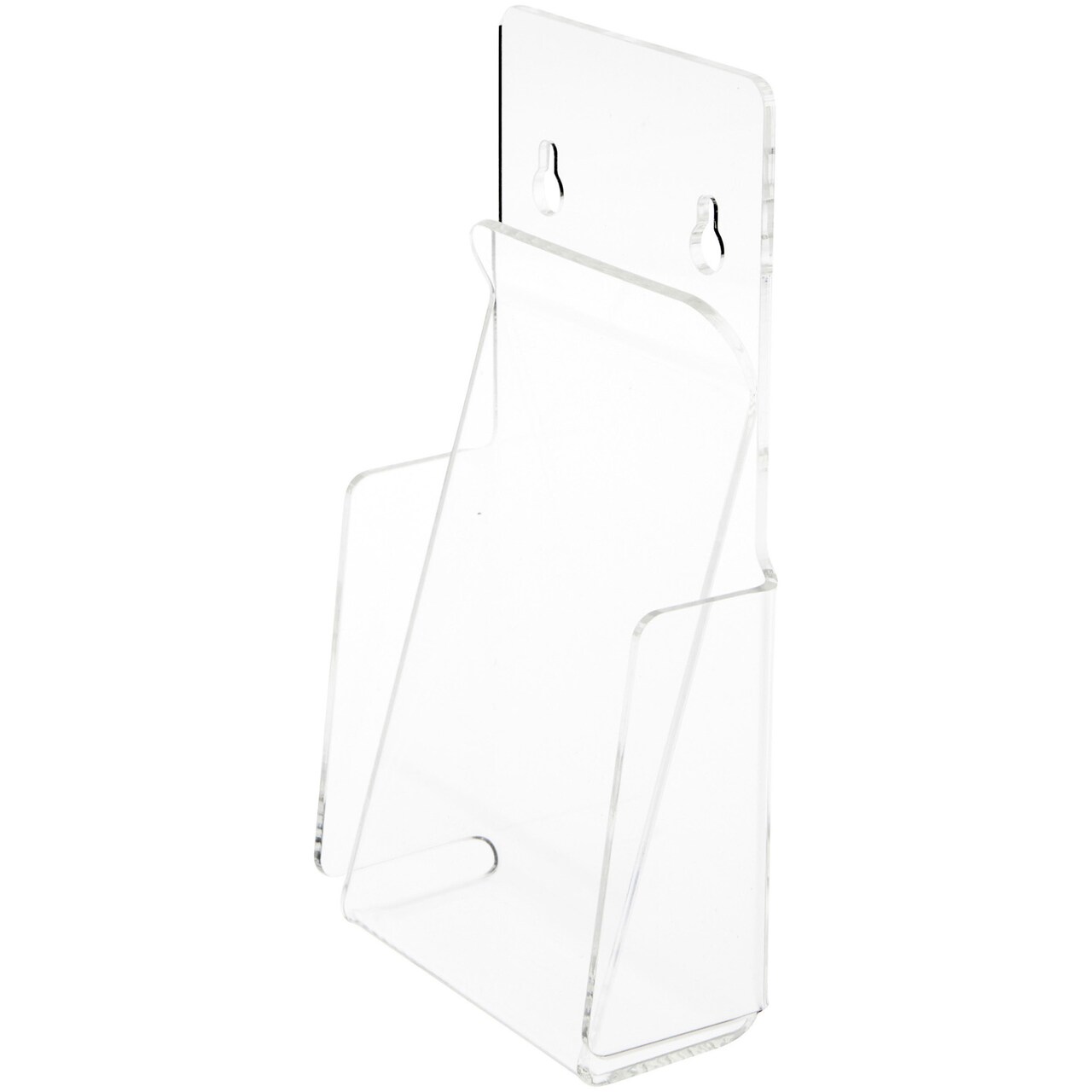 Plymor Clear Acrylic Pinch-Style Tri-Fold Brochure Literature Holder (Wall Mount), Fits Documents Up to 4" Wide